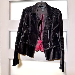 ✨ White House Black Market Black Velvet Moto Jacket ✨